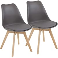 Los mejores  - Albatros Sillas de Comedor AARHUS- Juego de 2- Gris con Patas en Madera Maciza- Haya- Diseño Retro Escandinavo